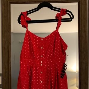 Knee lngth red white polka dot nwt ruffle dress